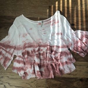Sheer pink and white tie dye top